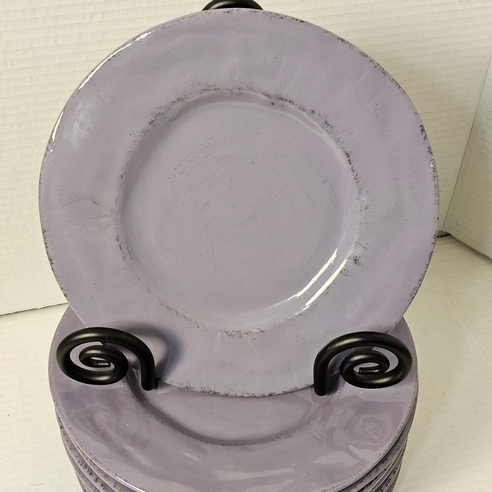Pier 1 Nuevo Organic‎ Italy Viola Purple Dinner Plates lot of 7